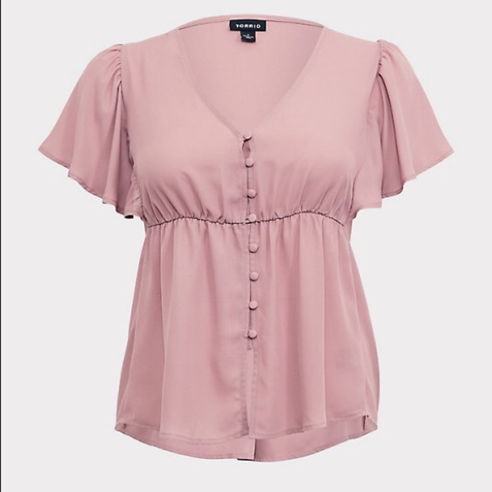 Torrid Dusty Rose ruffle blouse